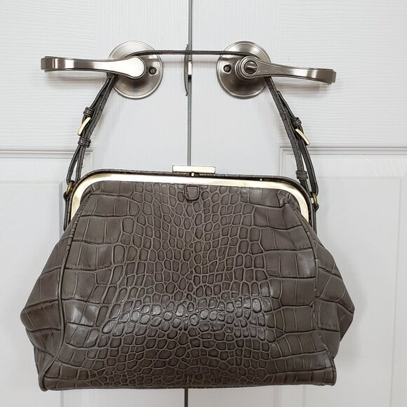 DANIER OLIVA-GREY CROCODILE LEATHER IMITATION BAG. - Picture 9 of 10